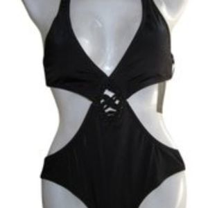 BCBGMAXAZRIA Black One-Piece Cut Out Swimsuit